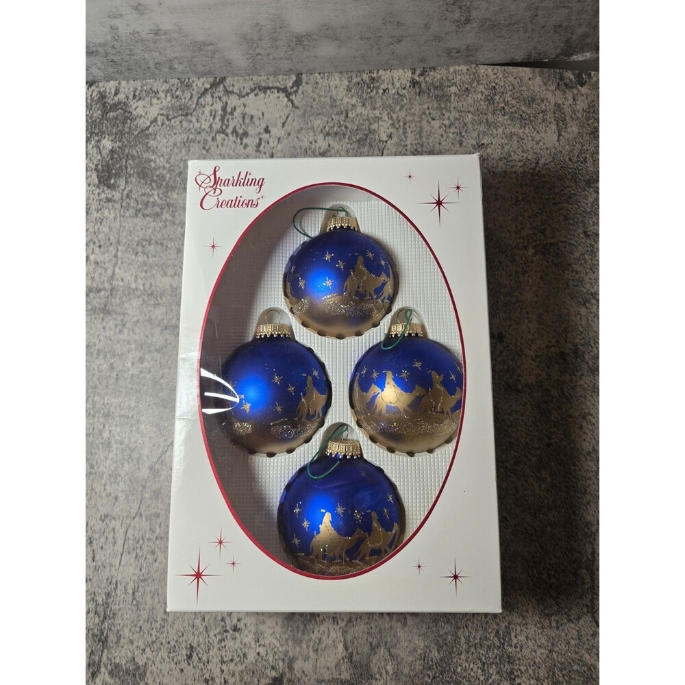 Christmas By Krebs Christmas Ornaments-FANCY W/ CROWNS   Set of 4 3 Wiseman